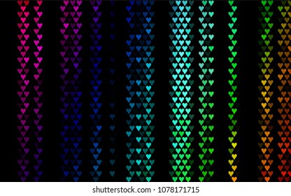 Dark Multicolor, Rainbow vector abstract small hearts on white background. Template for valentine day with sweet, romantic concept. Amazing pattern for your design, banner, leaflet.