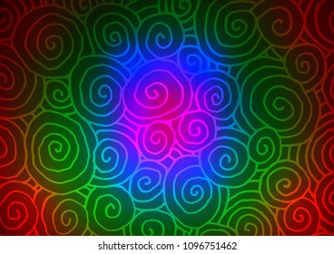 Dark Multicolor, Rainbow vector abstract doodle pattern. Doodles on blurred abstract background with gradient. The doodle design can be used for your web site.