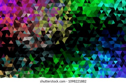 Dark Multicolor, Rainbow vector abstract polygonal background. Shining illustration, which consist of triangles. Brand new style for your business design.