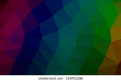 Dark Multicolor, Rainbow vector abstract mosaic abstract mosaic. Geometric illustration in Origami style with gradient.  Triangular pattern for your business design.