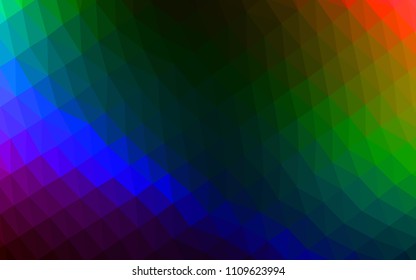 Dark Multicolor, Rainbow vector abstract polygonal cover. Geometric illustration in Origami style with gradient.  The polygonal design can be used for your web site.
