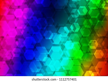 Dark Multicolor, Rainbow vector abstract polygonal template. A vague abstract illustration with gradient. The best hexagonal design for your business.