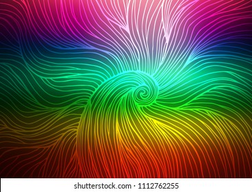 Dark Multicolor, Rainbow vector abstract doodle pattern. Doodles on blurred abstract background with gradient. The textured pattern can be used for website.
