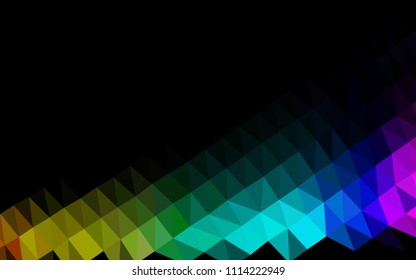 Dark Multicolor, Rainbow vector abstract polygonal layout. Colorful illustration in abstract style with gradient. A completely new template for your business design.