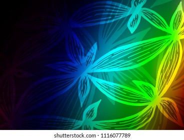 Dark Multicolor, Rainbow vector abstract doodle pattern. Colorful abstract illustration with lines in Asian style. The elegant pattern can be used as a part of a brand book.