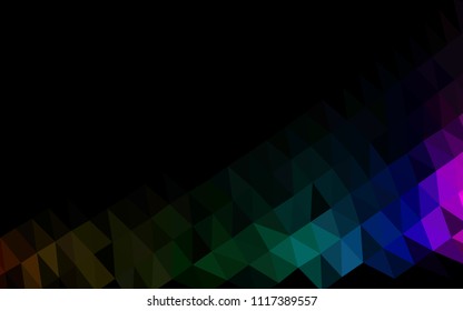 Dark Multicolor, Rainbow vector abstract polygonal cover. A sample with polygonal shapes. The textured pattern can be used for background.