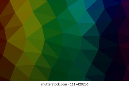 Dark Multicolor, Rainbow vector abstract polygonal abstract polygonal. Geometric illustration in Origami style with gradient.  Brand new style for your business design.