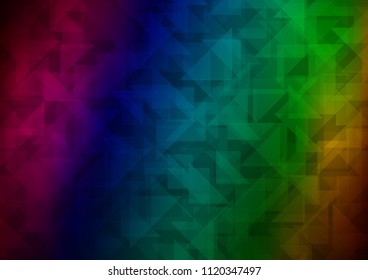 Dark Multicolor, Rainbow vector abstract polygonal texture. Colorful illustration in abstract style with gradient. Brand new style for your business design.