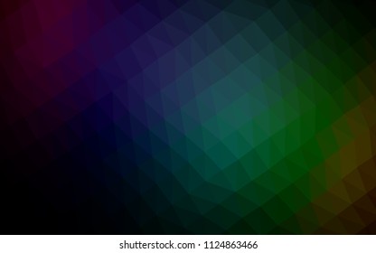 Dark Multicolor, Rainbow vector abstract polygonal texture. Brand new colored illustration in blurry style with gradient. Brand new style for your business design.