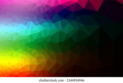 Dark Multicolor, Rainbow vector abstract mosaic background. Modern geometrical abstract illustration with gradient. Triangular pattern for your business design.