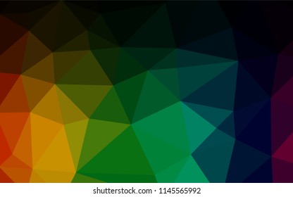 Dark Multicolor, Rainbow vector abstract polygonal texture. An elegant bright illustration with gradient. Brand new style for your business design.