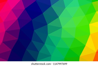 Dark Multicolor, Rainbow vector abstract polygonal abstract polygonal. Geometric illustration in Origami style with gradient.  The elegant pattern can be used as part of a brand book.