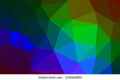 Dark Multicolor, Rainbow vector abstract mosaic pattern. Triangular geometric sample with gradient.  The textured pattern can be used for background.