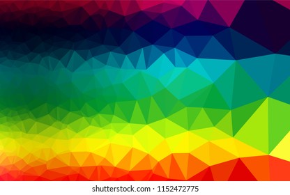 Dark Multicolor, Rainbow vector abstract mosaic backdrop. Triangular geometric sample with gradient.  A completely new template for your business design.