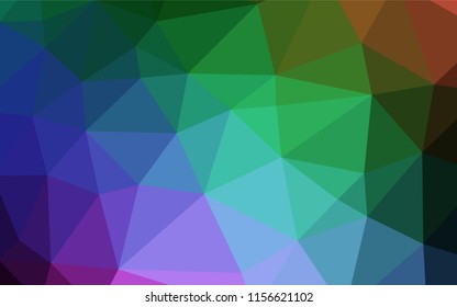 Dark Multicolor, Rainbow vector abstract polygonal cover. Shining illustration, which consist of triangles. Brand new style for your business design.
