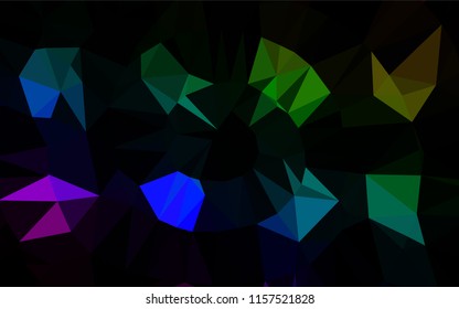 Dark Multicolor, Rainbow vector abstract mosaic backdrop. A completely new color illustration in a vague style. The best triangular design for your business.