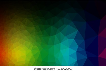 Dark Multicolor, Rainbow vector abstract mosaic pattern. Triangular geometric sample with gradient.  The completely new template can be used for your brand book.