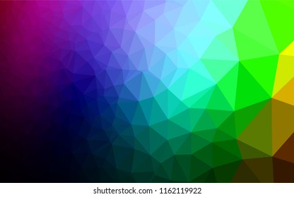 Dark Multicolor, Rainbow vector abstract polygonal layout. Triangular geometric sample with gradient.  A completely new template for your business design.