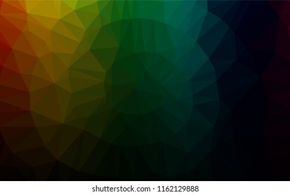 Dark Multicolor, Rainbow vector abstract polygonal cover. Creative geometric illustration in Origami style with gradient. The elegant pattern can be used as part of a brand book.