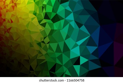 Dark Multicolor, Rainbow vector abstract polygonal layout. Shining colored illustration in a Brand new style. The best triangular design for your business.