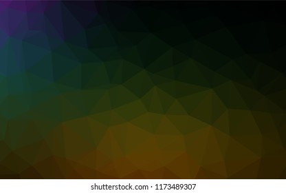 Dark Multicolor, Rainbow vector abstract polygonal texture. A sample with polygonal shapes. A completely new template for your business design.