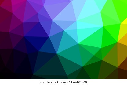 Dark Multicolor, Rainbow vector abstract polygonal cover. Creative geometric illustration in Origami style with gradient. Brand new design for your business.