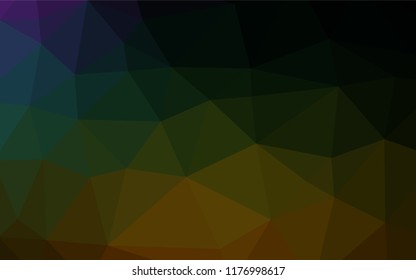 Dark Multicolor, Rainbow vector abstract polygonal texture. Shining illustration, which consist of triangles. The elegant pattern can be used as part of a brand book.