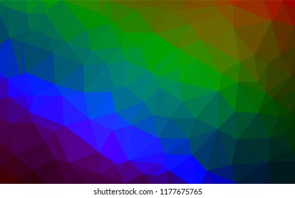 Dark Multicolor, Rainbow vector abstract polygonal texture. A sample with polygonal shapes. Brand new style for your business design.
