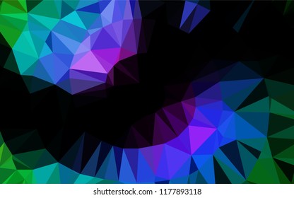 Dark Multicolor, Rainbow vector abstract mosaic pattern. A sample with polygonal shapes. The template can be used as a background for cell phones.