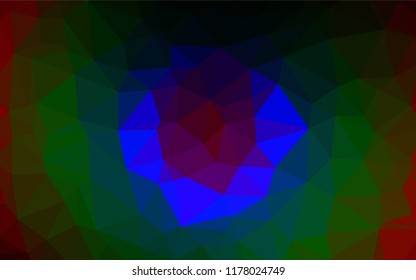 Dark Multicolor, Rainbow vector abstract mosaic backdrop. A sample with polygonal shapes. Triangular pattern for your business design.