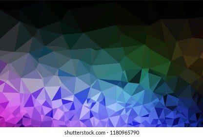 Dark Multicolor, Rainbow vector abstract polygonal layout. Triangular geometric sample with gradient.  A new texture for your design.
