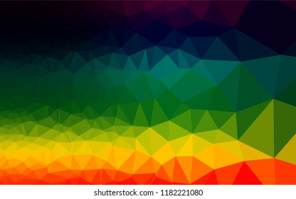 Dark Multicolor, Rainbow vector abstract polygonal cover. A completely new color illustration in a vague style. Triangular pattern for your business design.