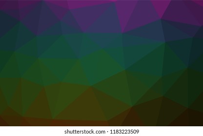 Dark Multicolor, Rainbow vector abstract polygonal layout. A completely new color illustration in a vague style. The best triangular design for your business.