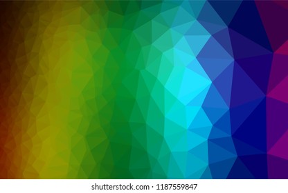 Dark Multicolor, Rainbow vector abstract polygonal layout. A completely new color illustration in a vague style. Triangular pattern for your business design.
