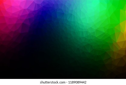 Dark Multicolor, Rainbow vector abstract mosaic pattern. Creative illustration in halftone style with gradient. Brand new design for your business.