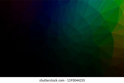 Dark Multicolor, Rainbow vector abstract polygonal texture. Triangular geometric sample with gradient.  The textured pattern can be used for background.