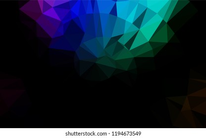 Dark Multicolor, Rainbow vector abstract mosaic backdrop. Triangular geometric sample with gradient.  The completely new template can be used for your brand book.