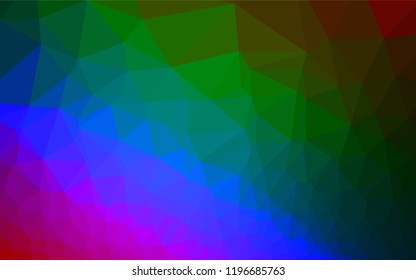 Dark Multicolor, Rainbow vector abstract mosaic backdrop. Creative geometric illustration in Origami style with gradient. The template can be used as a background for cell phones.