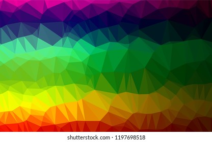Dark Multicolor, Rainbow vector abstract polygonal layout. Glitter abstract illustration with an elegant design. The textured pattern can be used for background.