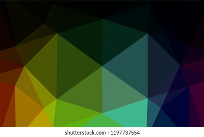Dark Multicolor, Rainbow vector abstract polygonal cover. Shining illustration, which consist of triangles. Brand new design for your business.