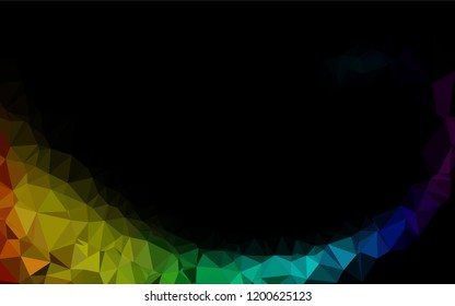 Dark Multicolor, Rainbow vector abstract polygonal cover. Creative geometric illustration in Origami style with gradient. The polygonal design can be used for your web site.