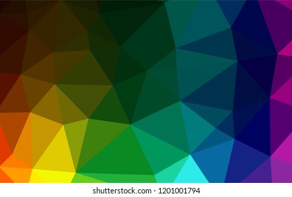 Dark Multicolor, Rainbow vector abstract polygonal texture. A completely new color illustration in a vague style. Triangular pattern for your business design.