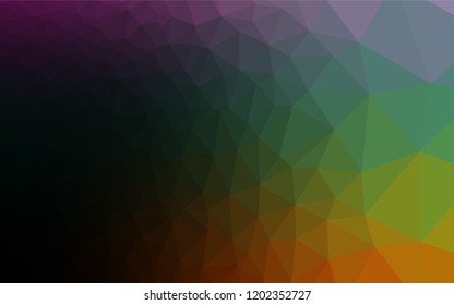 Dark Multicolor, Rainbow vector abstract mosaic background. Triangular geometric sample with gradient.  Brand new design for your business.