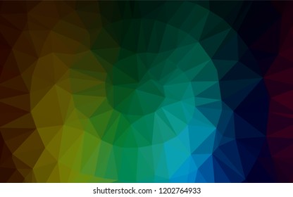 Dark Multicolor, Rainbow vector abstract mosaic pattern. Creative geometric illustration in Origami style with gradient. The elegant pattern can be used as part of a brand book.