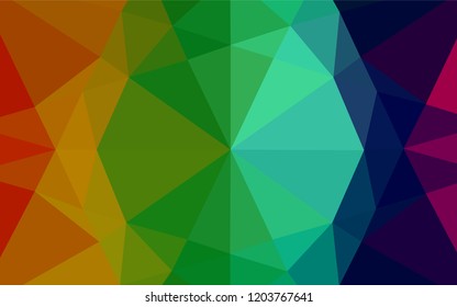 Dark Multicolor, Rainbow vector abstract mosaic background. Triangular geometric sample with gradient.  The elegant pattern can be used as part of a brand book.