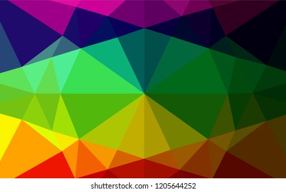 Dark Multicolor, Rainbow vector abstract polygonal layout. Triangular geometric sample with gradient.  A new texture for your design.