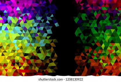 Dark Multicolor, Rainbow vector abstract mosaic background. Shining illustration, which consist of triangles. The best triangular design for your business.