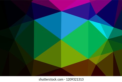 Dark Multicolor, Rainbow vector abstract polygonal cover. Creative geometric illustration in Origami style with gradient. A new texture for your design.