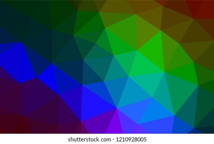 Dark Multicolor, Rainbow vector abstract polygonal layout. Creative geometric illustration in Origami style with gradient. The elegant pattern can be used as part of a brand book.