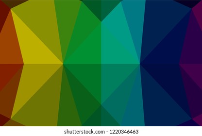 Dark Multicolor, Rainbow vector abstract mosaic pattern. A sample with polygonal shapes. A new texture for your design.